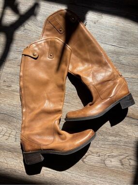Seychelles Cognac Leather Knee High Riding Western Cowboy Boots Tan Brown Size 8